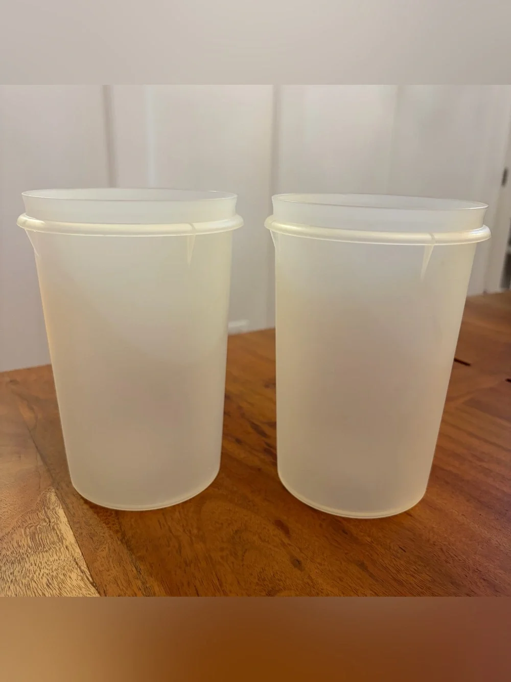 2 Vintage Tupperware Handolier #321 Containers Flip Top Country Blue Lid Cottage